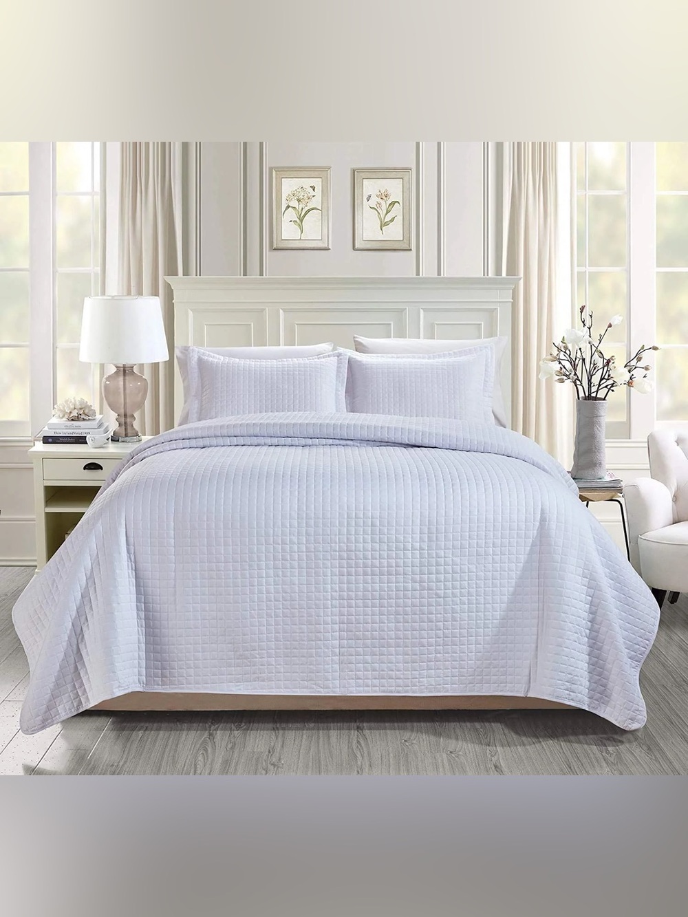 Light Lavender Quilted Bedspread Set - Soft Microfiber
